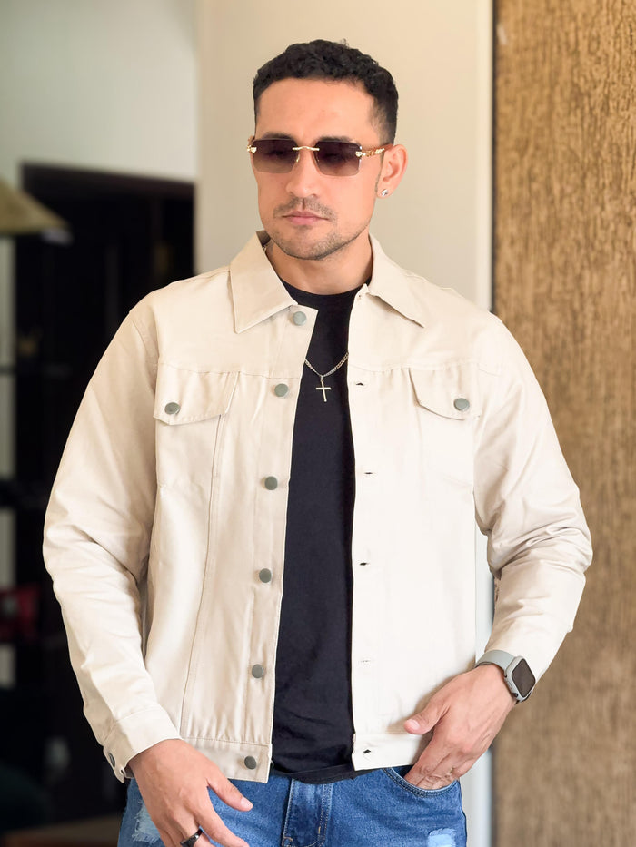 Chaqueta Katnaza de cuero crema