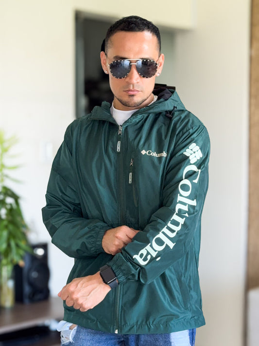 Chaqueta Rompevientos Columbia Premium Verde Metalico