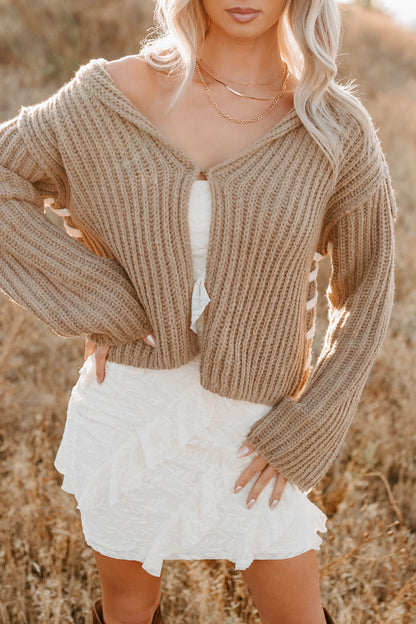 Fading Embers Stitch Sleeve Cardigan (Sand)