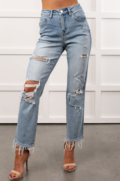 Lawrence Ripped Mica Denim Crop Jeans (Lunaria)