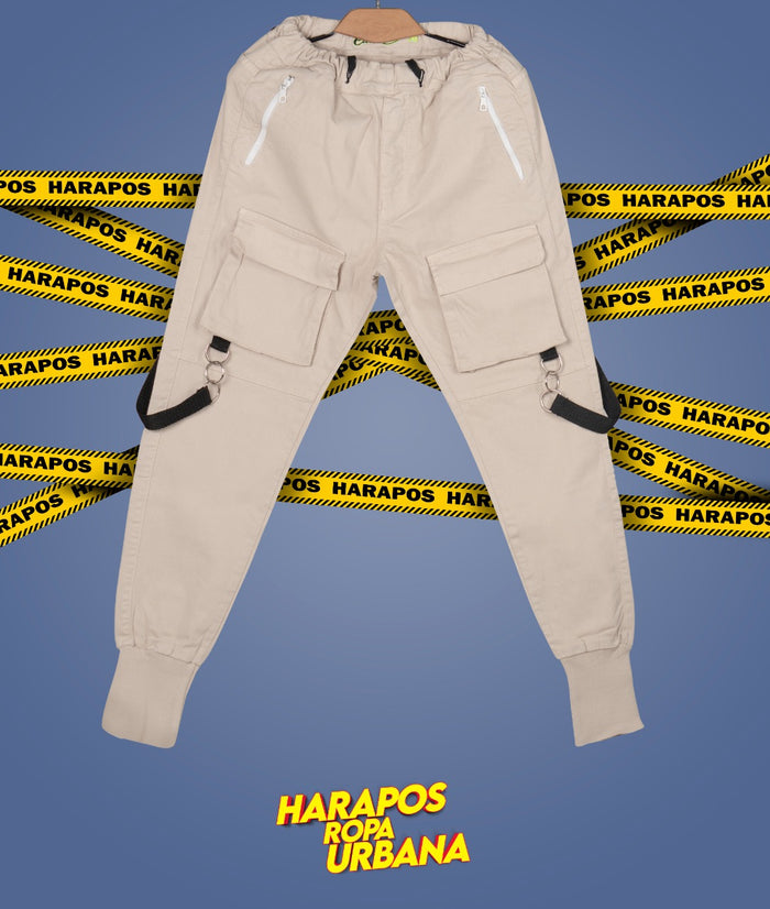Jogger Club Black 6 bolsillos beige