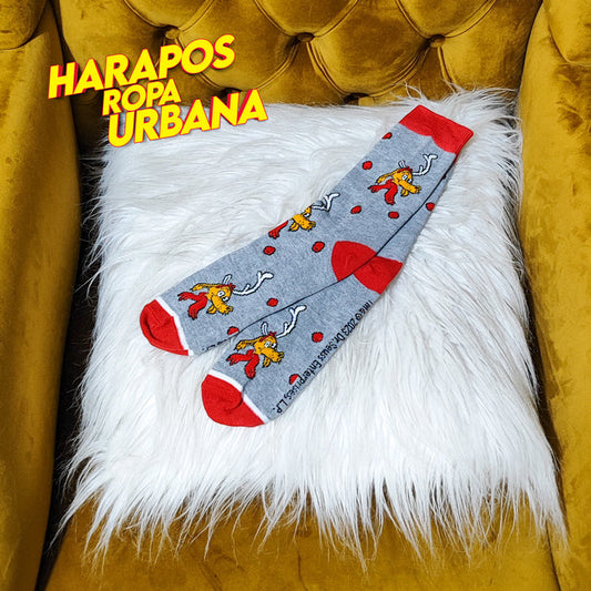 Medias navideñas renos plomo y rojo