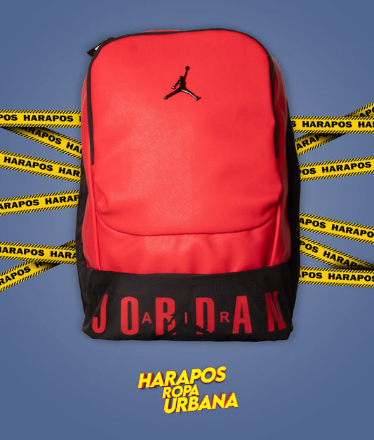 Mochila jordan cuero rojo/negro logo negro