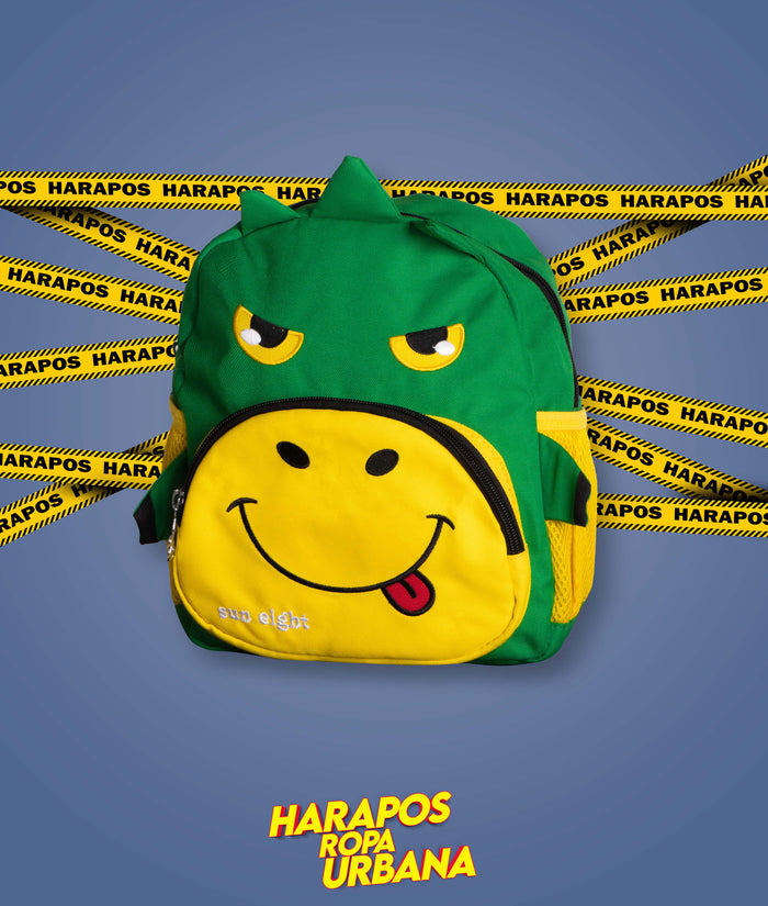 Mochila de kinder dinosaurio verde bordado