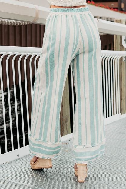 Feelin Fresh Striped Wide Leg Pants (Mint)