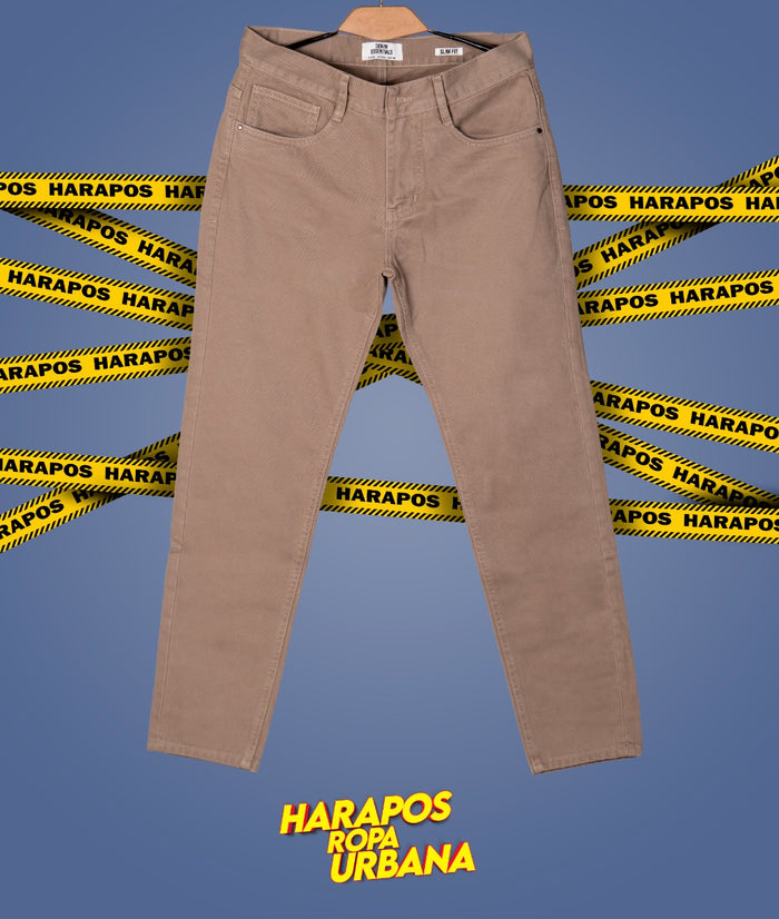 Pantalon jean essentials demin cafe claro clasico