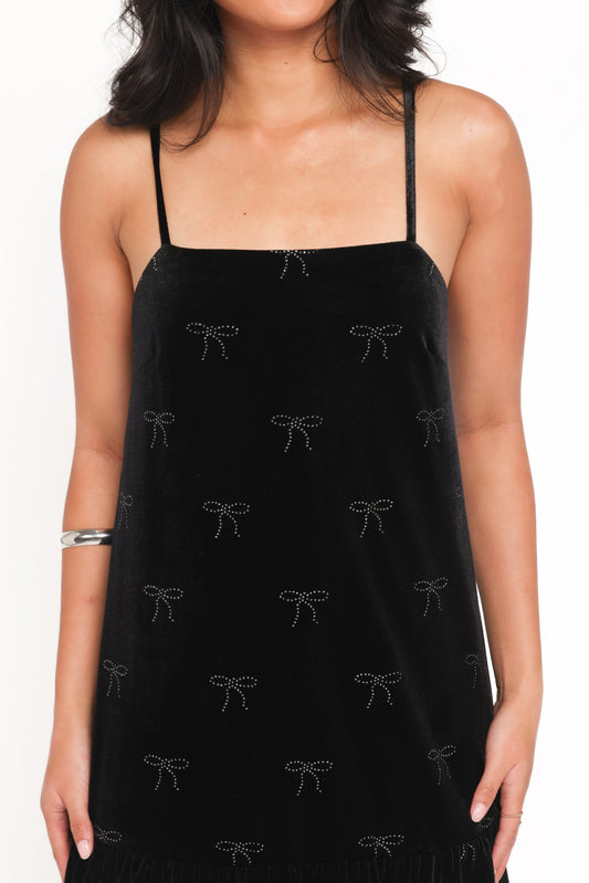 Eileen Mini Dress - Black Velvet