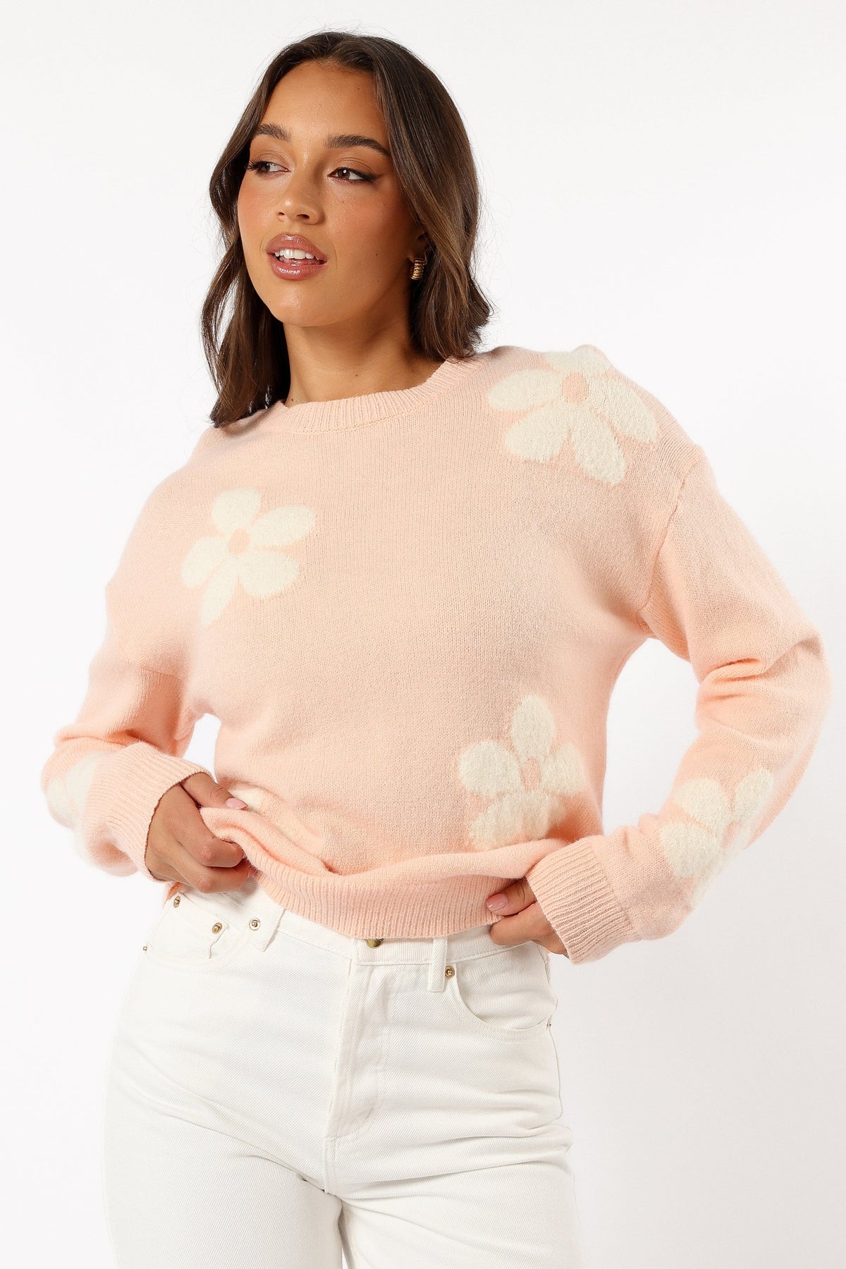 Charlie Flower Knit Sweater - Pink