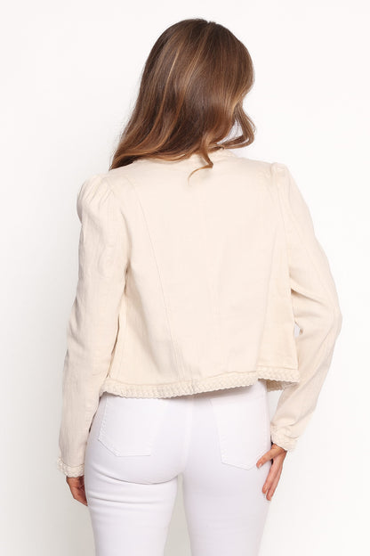 Braided Trim Crop Jacket - Ecru