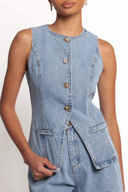 Almana Denim Short Set - Medium Blue