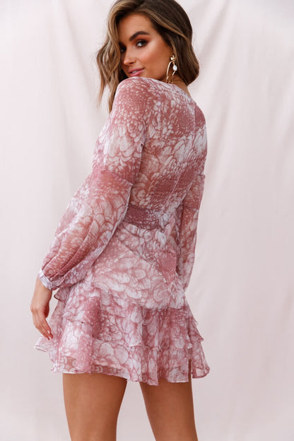 Kerry Layered Balloon Sleeve Dress Nude