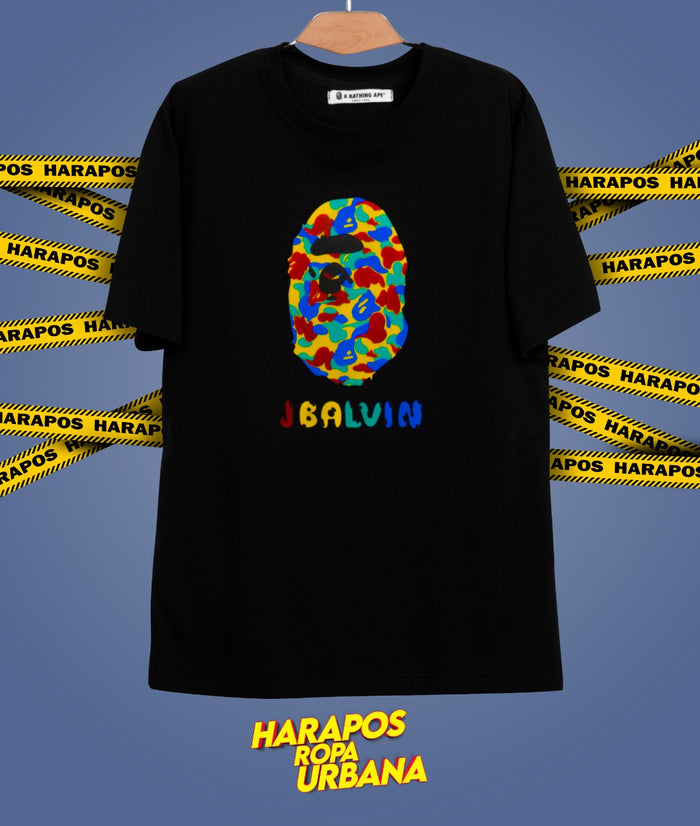 Polera bape negra monito jbalvin