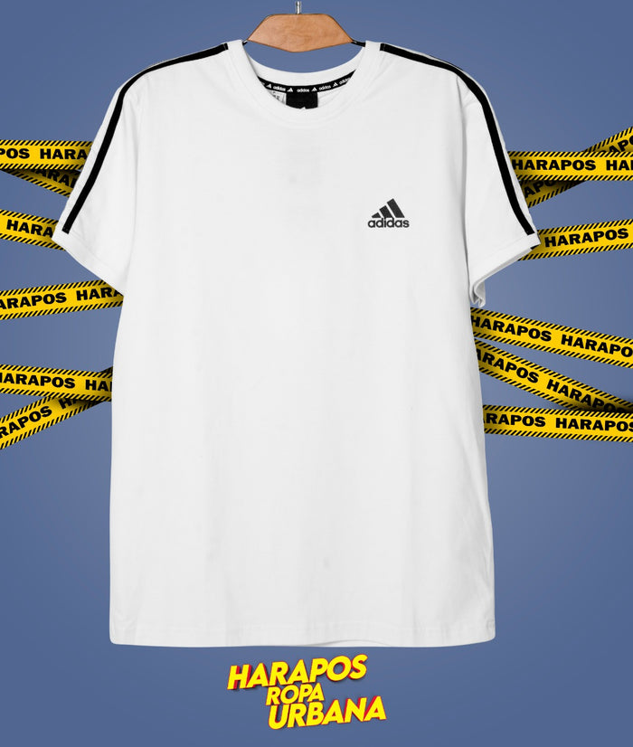 Polera adidas blanca con franjas