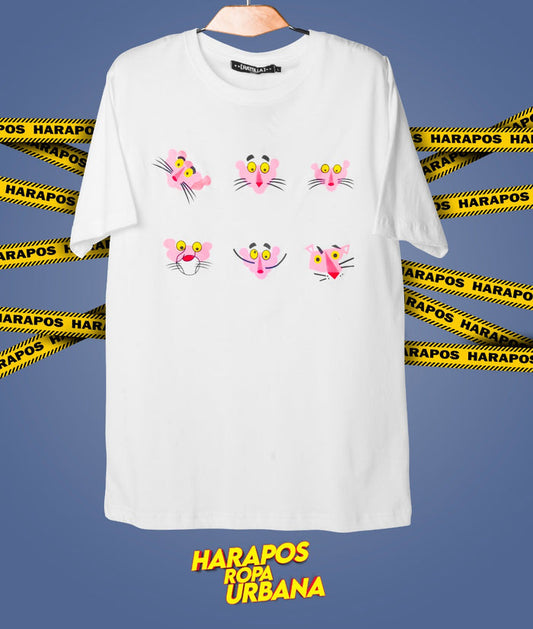 Polera blanca pantera rosa