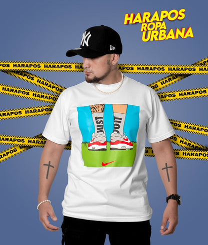 Polera nike just do it pie tatuado blanca