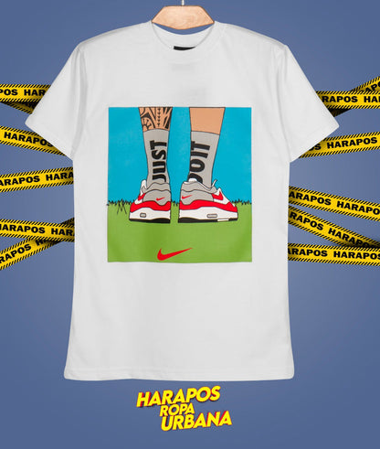 Polera nike just do it pie tatuado blanca