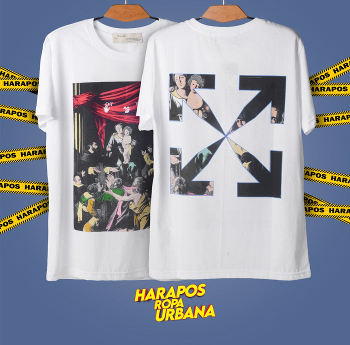Polera off white blanco con cuadro adelante