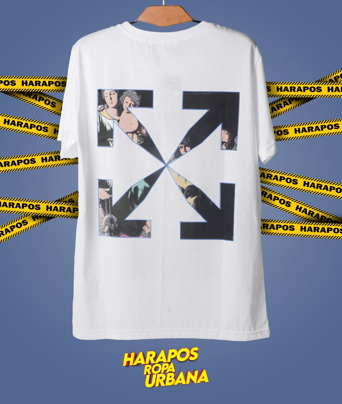 Polera off white blanco con cuadro adelante