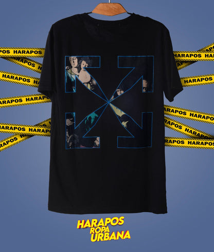 Polera off white negro con cuadro adelante