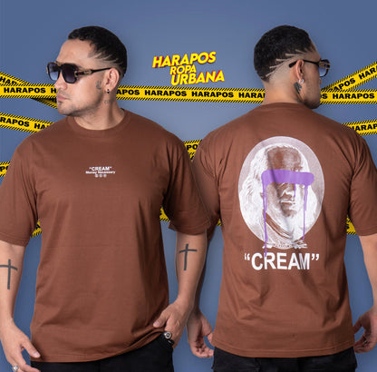 Polera oversize cream cafe