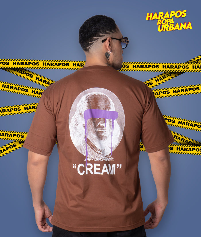 Polera oversize cream cafe