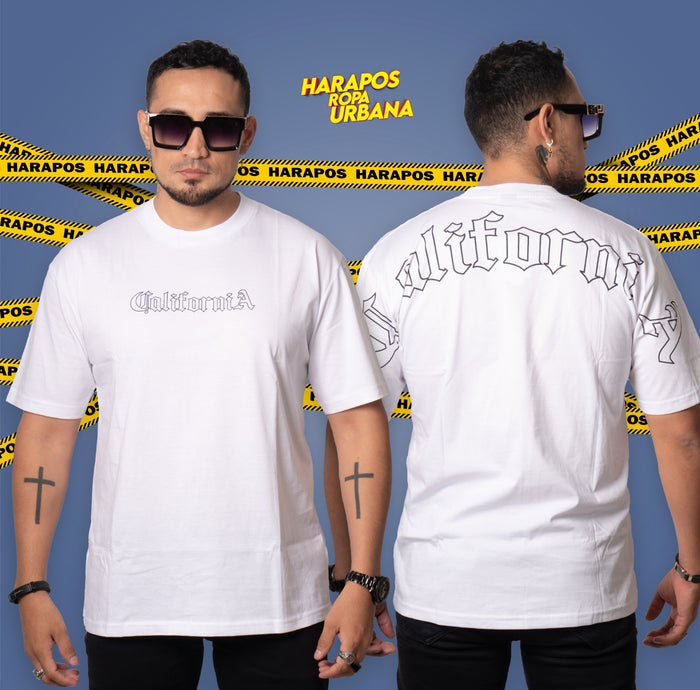 Polera roman oversize california blanca