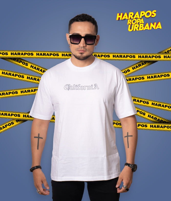 Polera roman oversize california blanca
