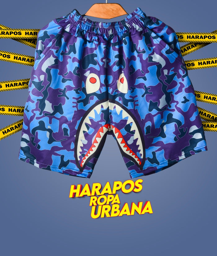 Short Bape sublimado morado camuflado