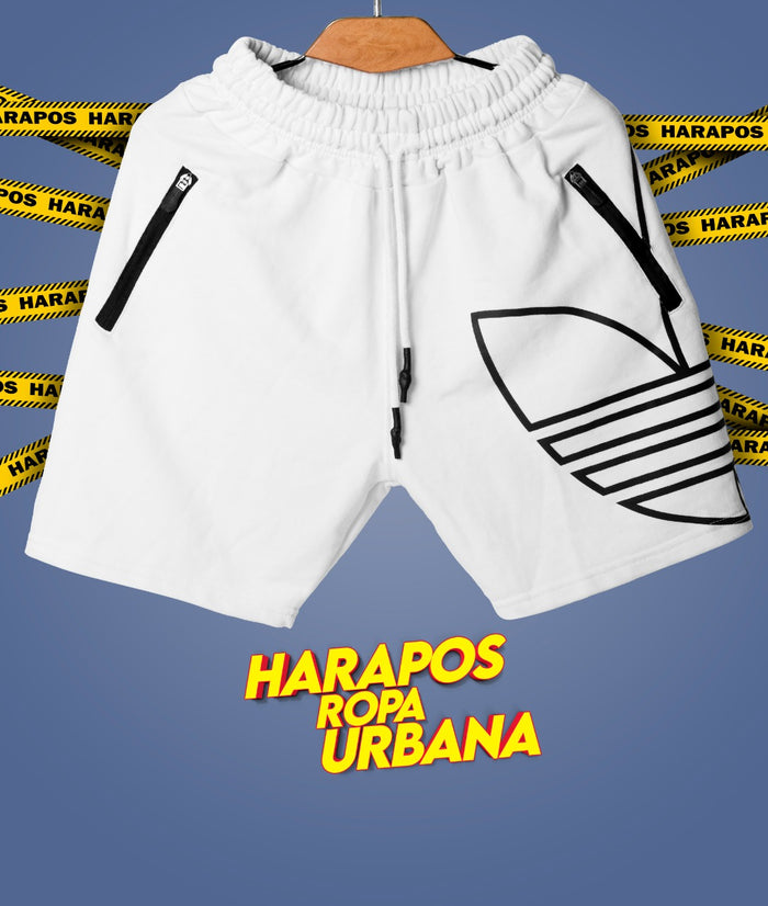 Short adidas blanco flor lateral