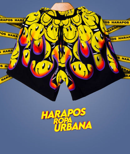 Short drew negro con caritas amarillas