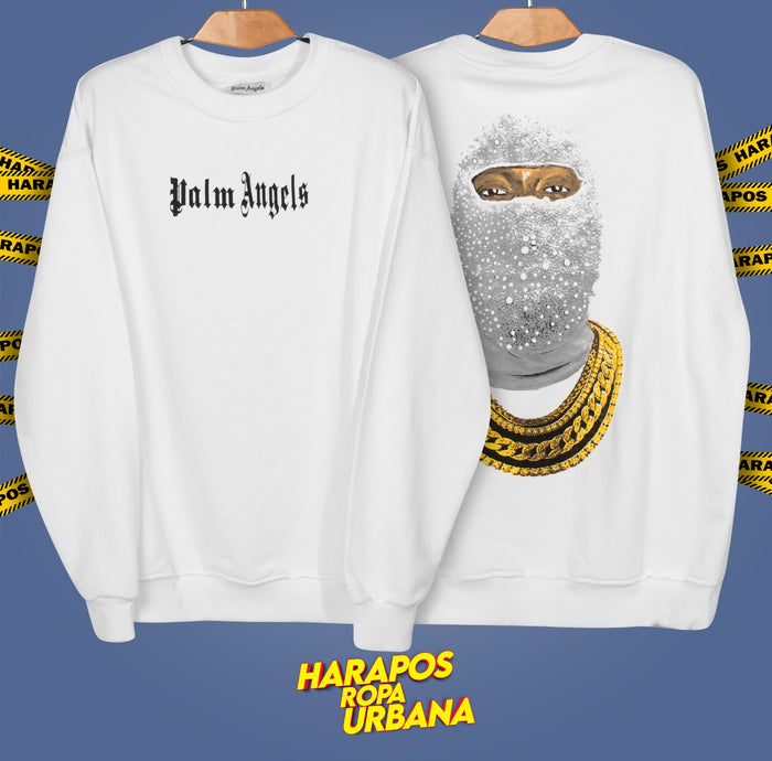 Sudadera Palm Angels blanca diseño atras