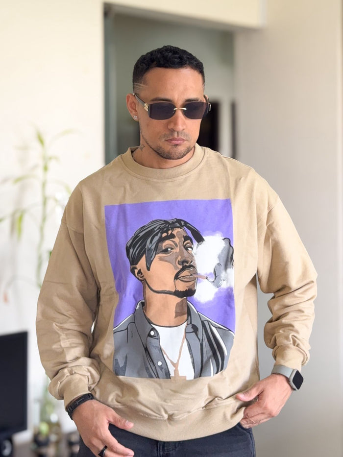 Sudadera Zara Tupac crema