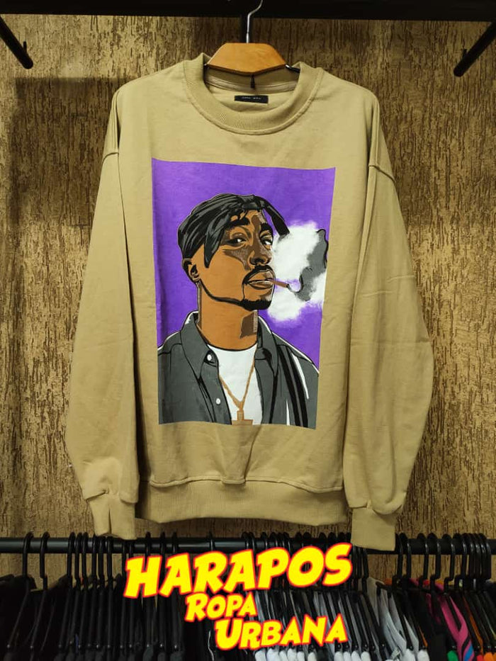 Sudadera Zara Tupac crema